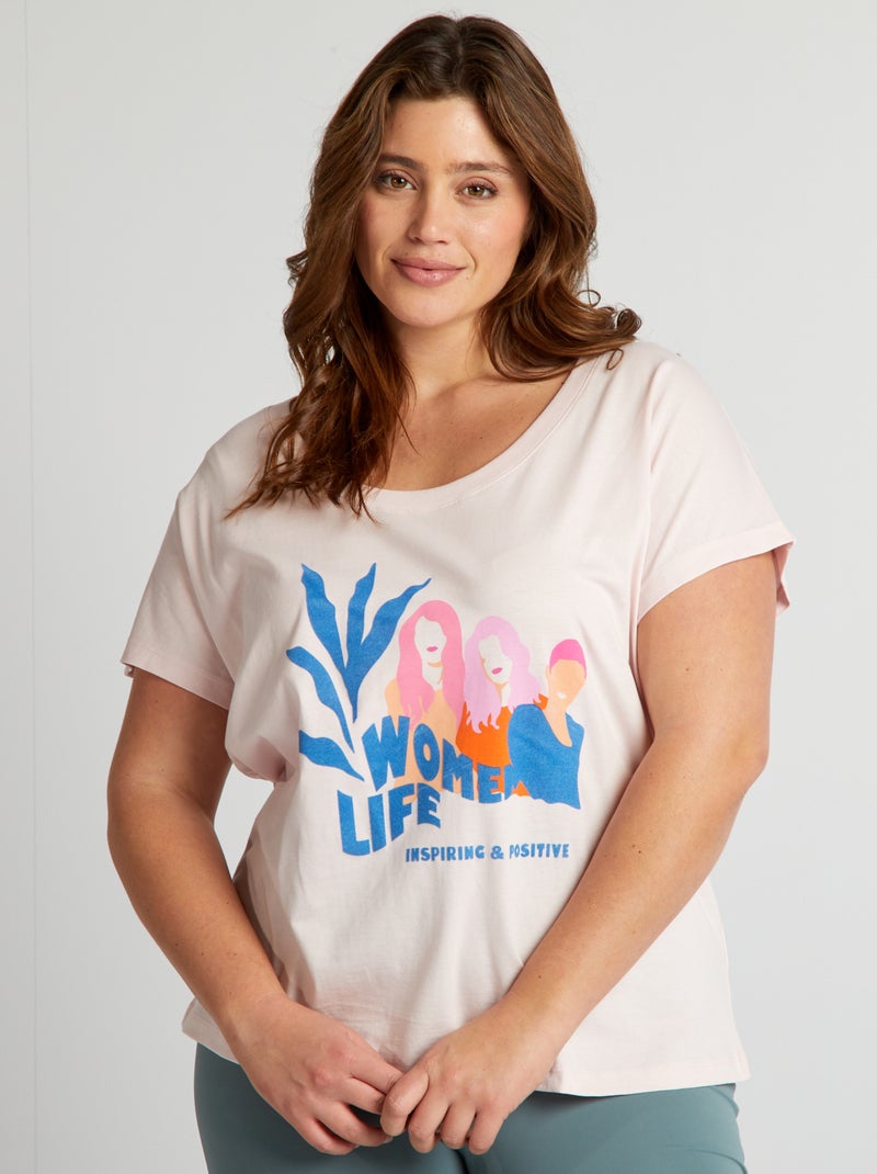 Camiseta de algodón con estampado ROSA - Kiabi