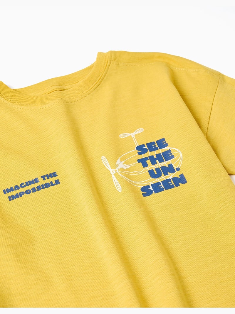 Camiseta de algodón con estampado See the Unseen Amarillo oscuro - Kiabi