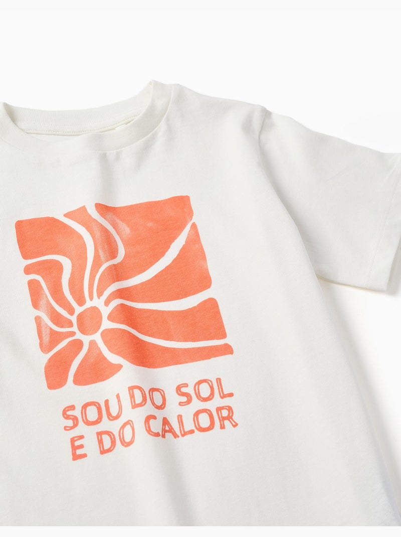 Camiseta de algodón con estampado Sou do Sol Blanco - Kiabi