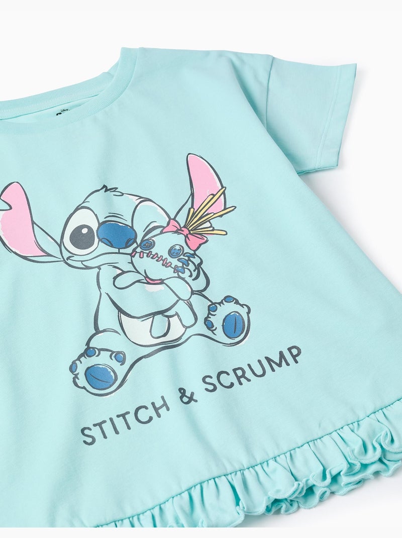 Camiseta de algodón con estampado Stitch y Scrump Azul claro - Kiabi