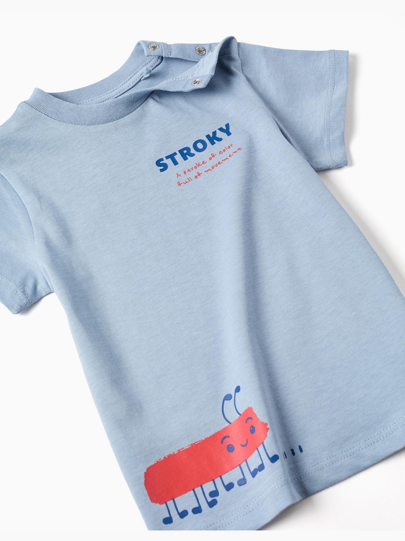 Camiseta de algodón con estampado Stroky Azul claro - Kiabi