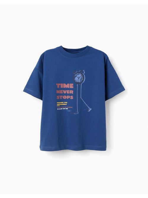 Camiseta de algodón con estampado Time Never Stops - Kiabi