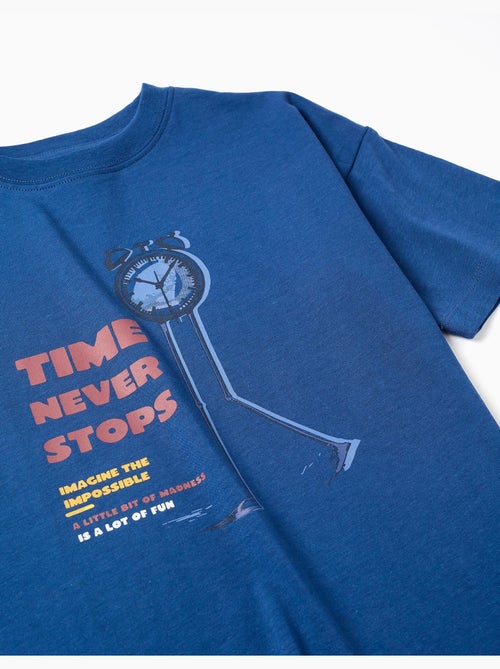 Camiseta de algodón con estampado Time Never Stops - Kiabi