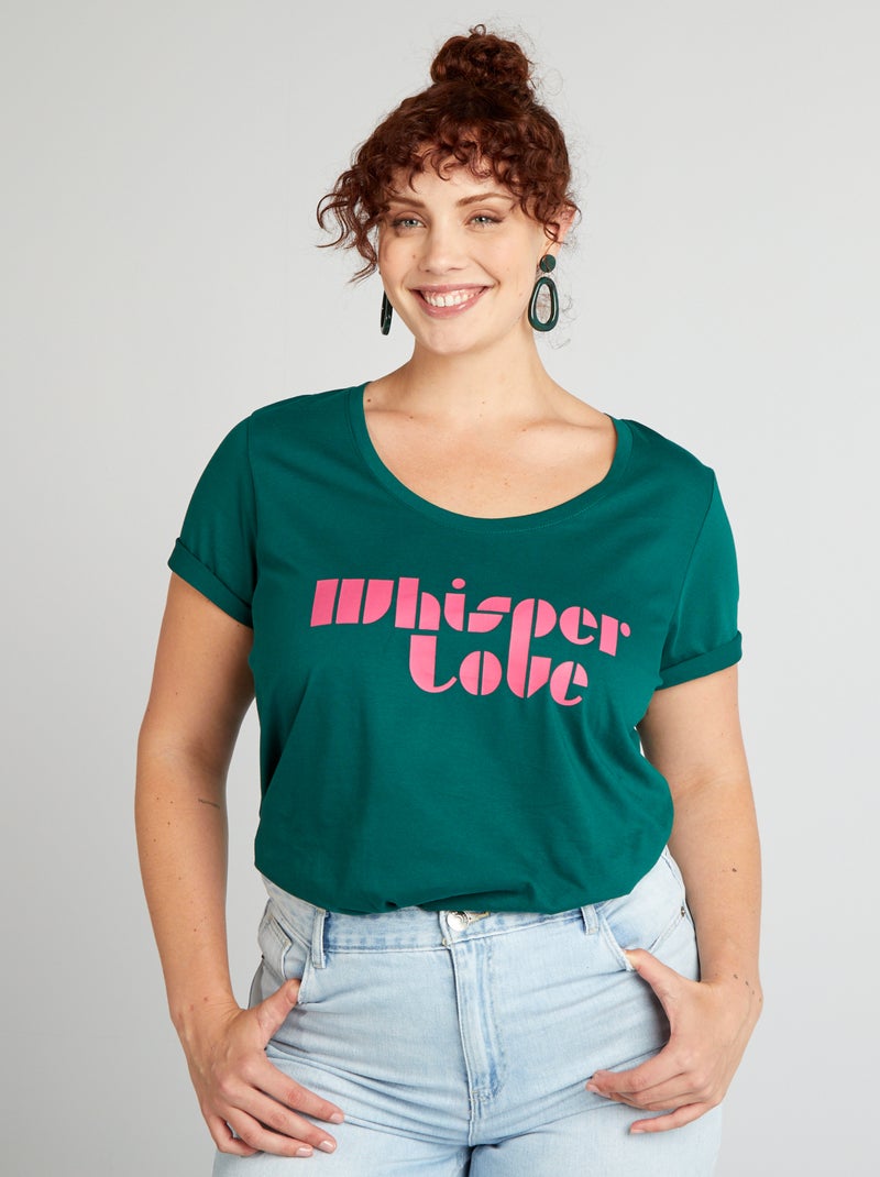 Camiseta de algodón con estampado VERDE - Kiabi