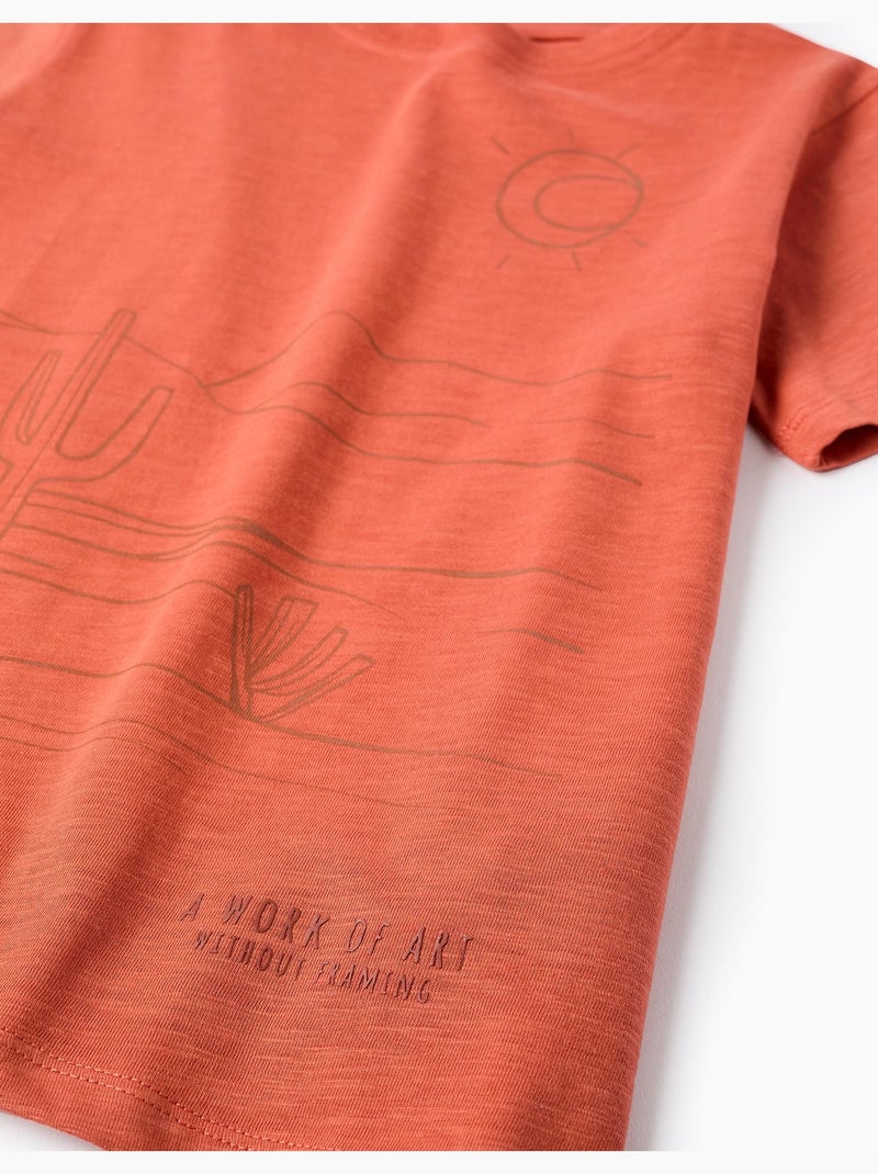 Camiseta de algodón con estampado Work of Art Naranja - Kiabi