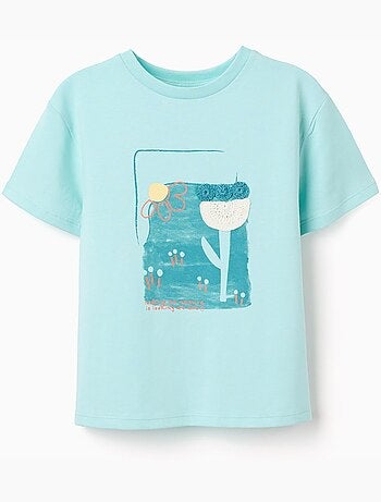 Camiseta de algodón con estampado y croché