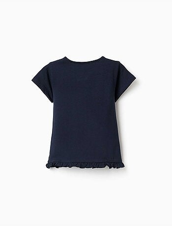 Camiseta de algodón con estampado y dobladillo con volantes