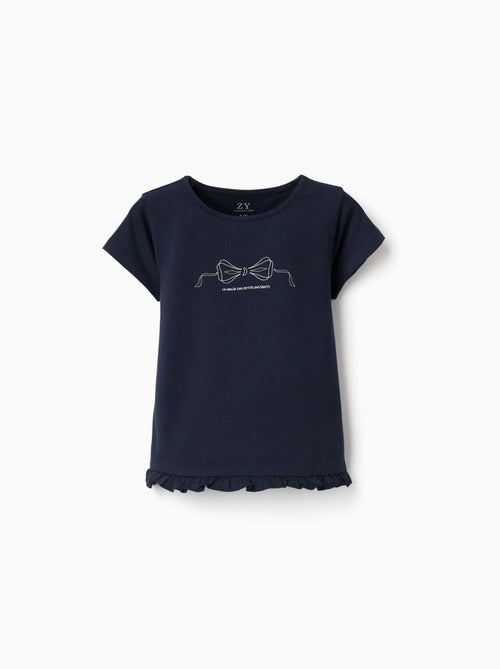 Camiseta de algodón con estampado y dobladillo con volantes - Kiabi Camiseta de algodón con estampado y dobladillo con volantes - Kiabi