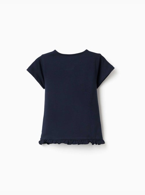 Camiseta de algodón con estampado y dobladillo con volantes - Kiabi Camiseta de algodón con estampado y dobladillo con volantes - Kiabi