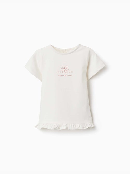 Camiseta de algodón con estampado y dobladillo con volantes - Kiabi Camiseta de algodón con estampado y dobladillo con volantes - Kiabi