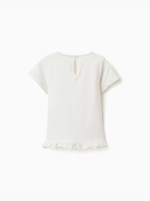 Camiseta de algodón con estampado y dobladillo con volantes - Kiabi Camiseta de algodón con estampado y dobladillo con volantes - Kiabi