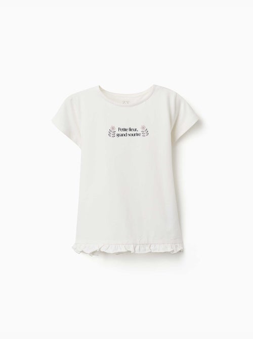 Camiseta de algodón con estampado y dobladillo con volantes - Kiabi Camiseta de algodón con estampado y dobladillo con volantes - Kiabi