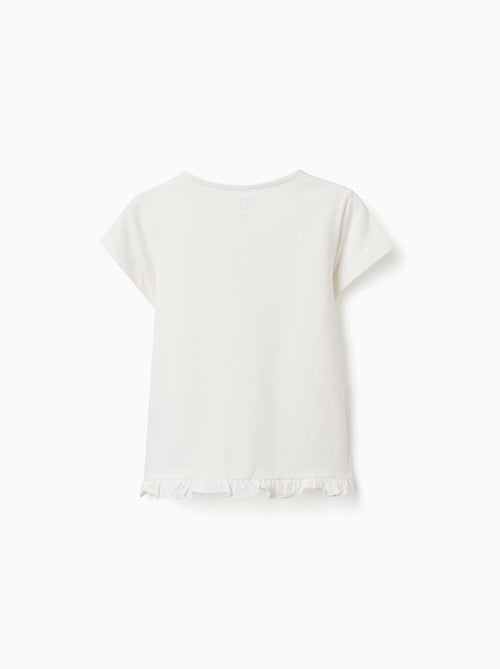 Camiseta de algodón con estampado y dobladillo con volantes - Kiabi Camiseta de algodón con estampado y dobladillo con volantes - Kiabi