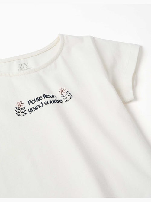 Camiseta de algodón con estampado y dobladillo con volantes - Kiabi Camiseta de algodón con estampado y dobladillo con volantes - Kiabi