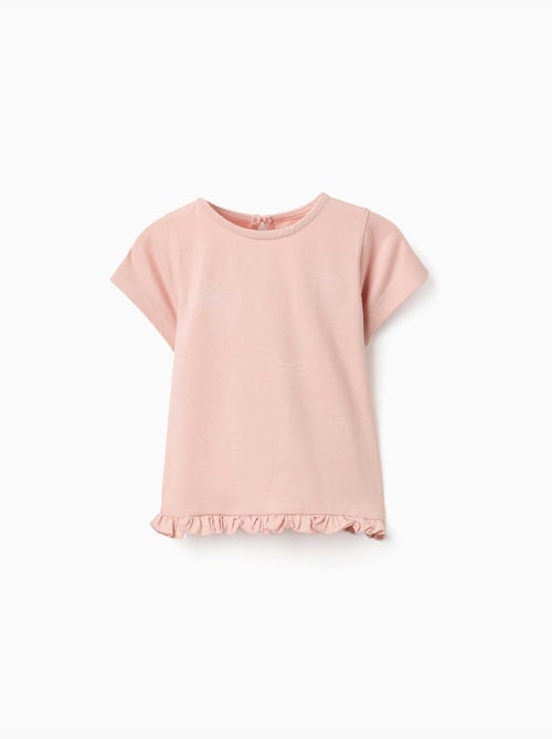 Camiseta de algodón con estampado y dobladillo con volantes - Kiabi Camiseta de algodón con estampado y dobladillo con volantes - Kiabi