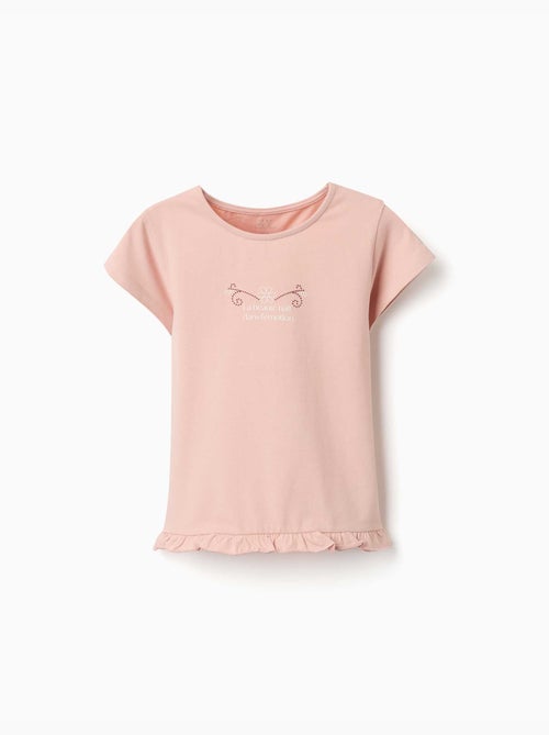 Camiseta de algodón con estampado y dobladillo con volantes - Kiabi Camiseta de algodón con estampado y dobladillo con volantes - Kiabi