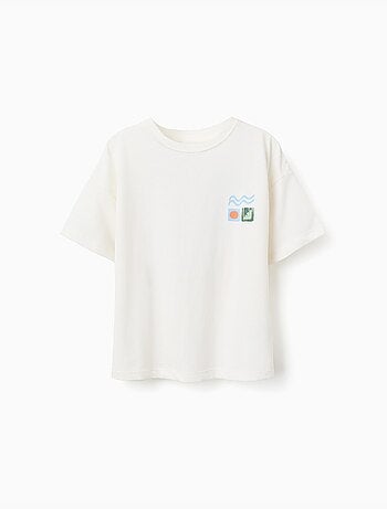 Camiseta de algodón con estampados coloridos de playa