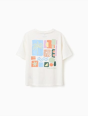 Camiseta de algodón con estampados coloridos de playa