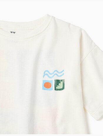 Camiseta de algodón con estampados coloridos de playa
