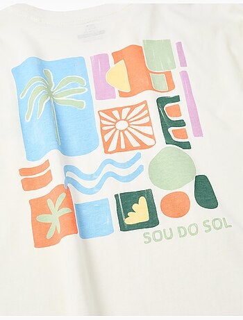Camiseta de algodón con estampados coloridos de playa
