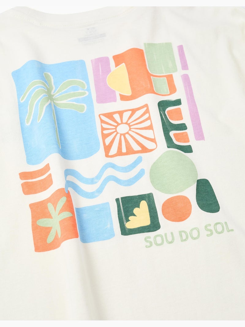 Camiseta de algodón con estampados coloridos de playa Blanco - Kiabi