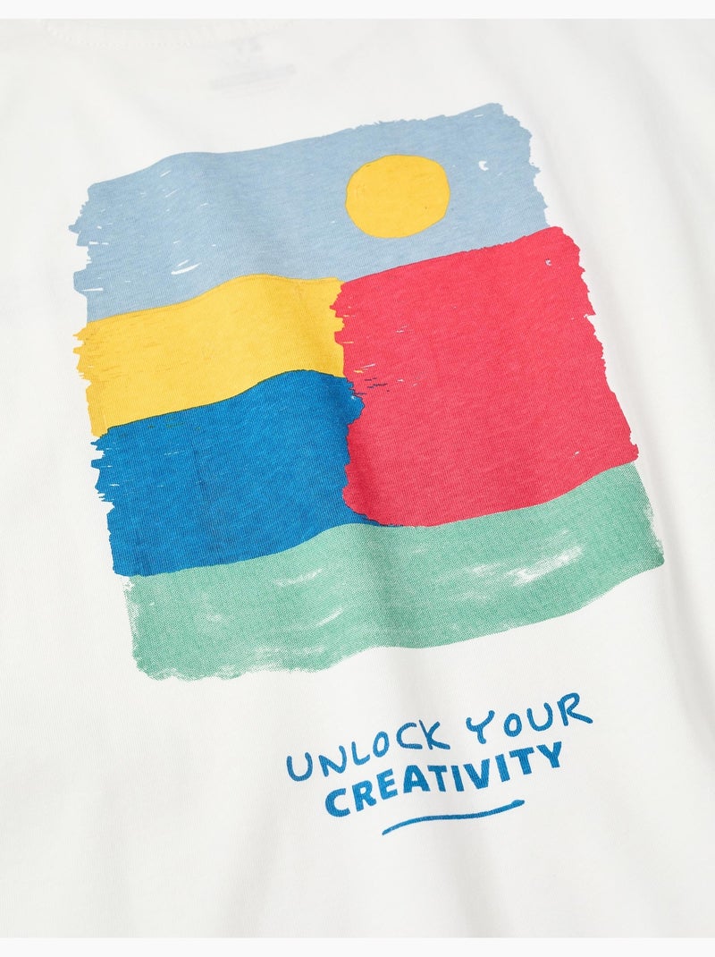 Camiseta de algodón con estampados Creativity Blanco - Kiabi