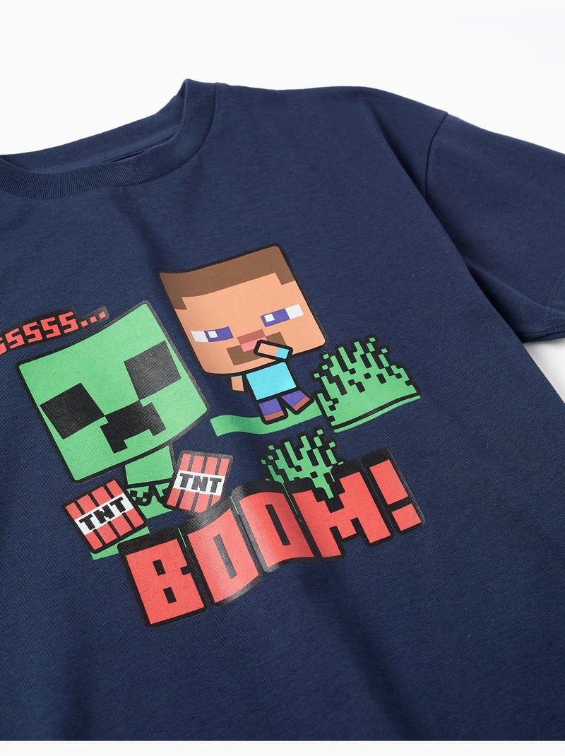 Camiseta de algodón con estampados de Minecraft Azul oscuro - Kiabi