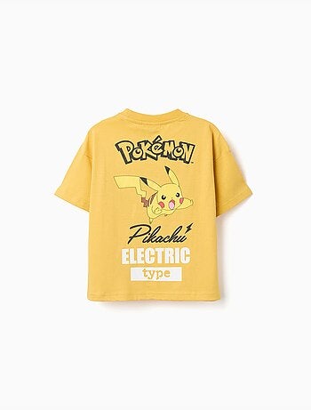 Camiseta de algodón con estampados de Pikachu en la parte delantera y trasera