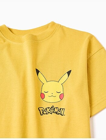 Camiseta de algodón con estampados de Pikachu en la parte delantera y trasera