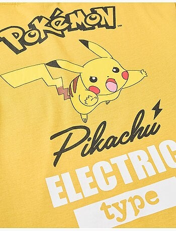 Camiseta de algodón con estampados de Pikachu en la parte delantera y trasera