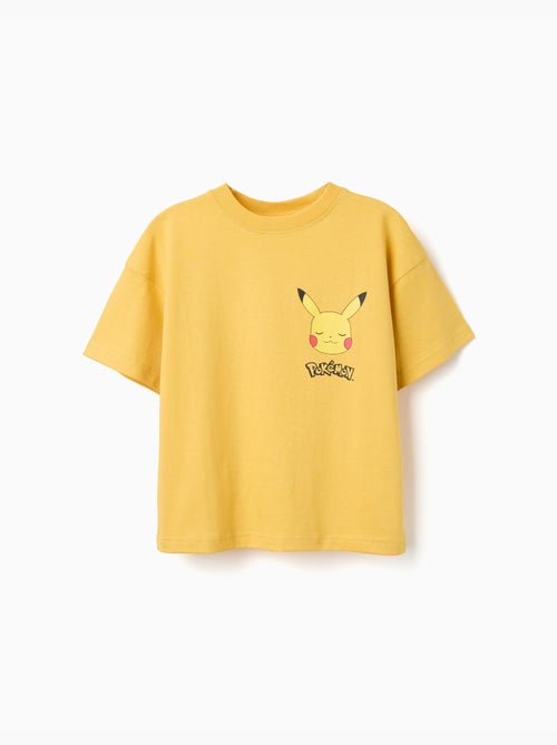 Camiseta de algodón con estampados de Pikachu en la parte delantera y trasera - Kiabi