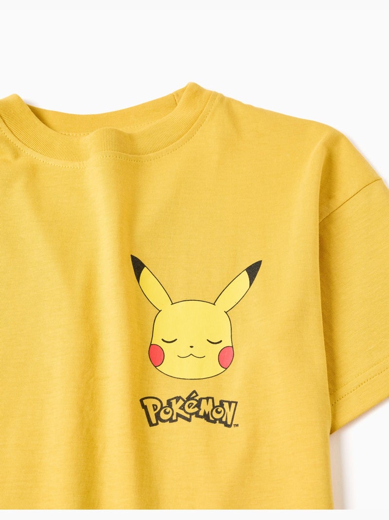 Camiseta de algodón con estampados de Pikachu en la parte delantera y trasera Amarillo oscuro - Kiabi