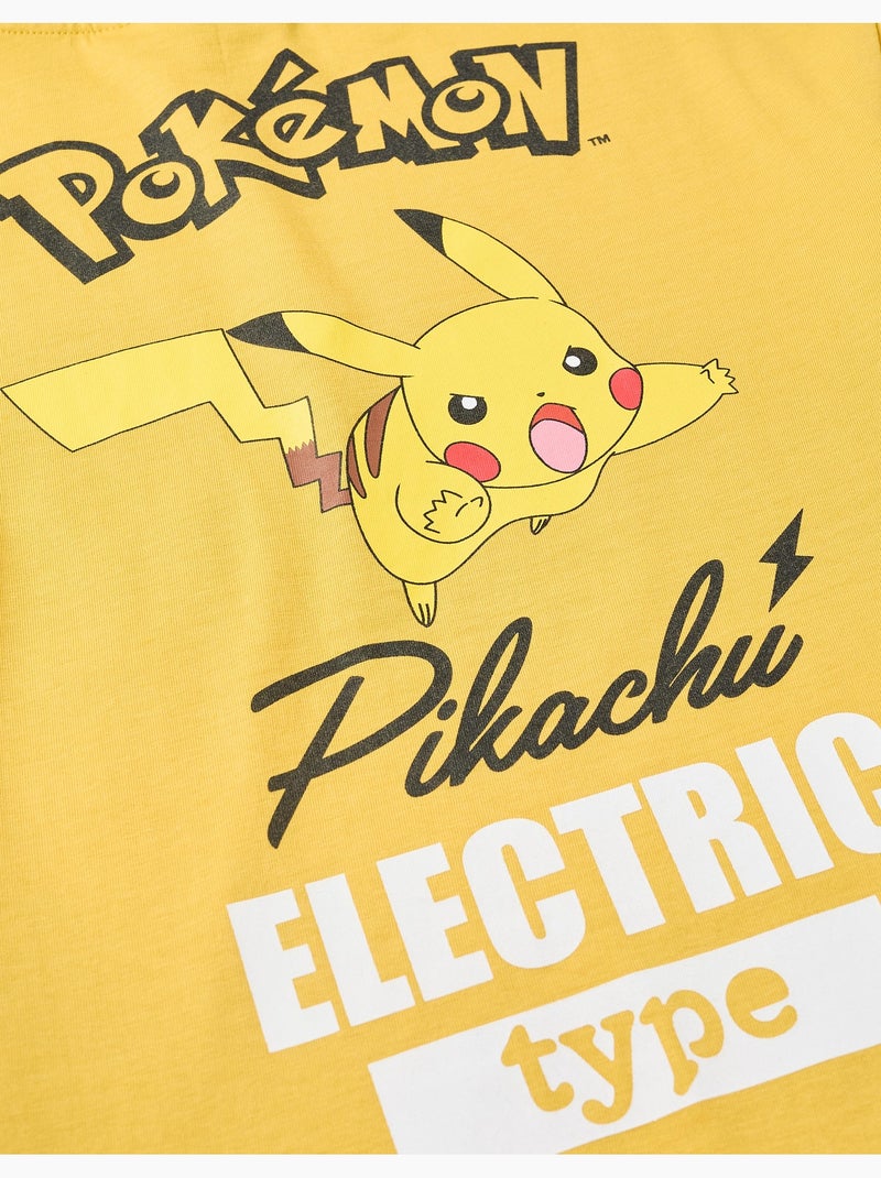 Camiseta de algodón con estampados de Pikachu en la parte delantera y trasera Amarillo oscuro - Kiabi
