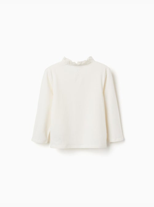 Camiseta de algodón con flores bordadas - Kiabi