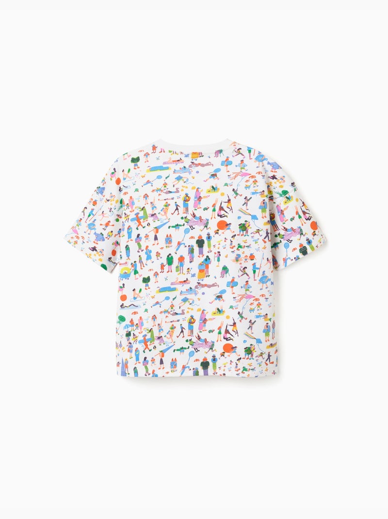 Camiseta de algodón con ilustración Carolina Celas x Zippy Blanco - Kiabi