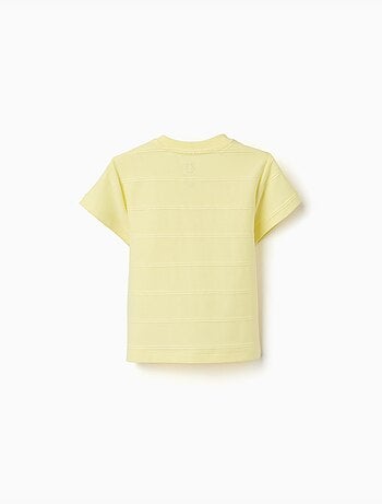 Camiseta de algodón con líneas en relieve y bolsillo