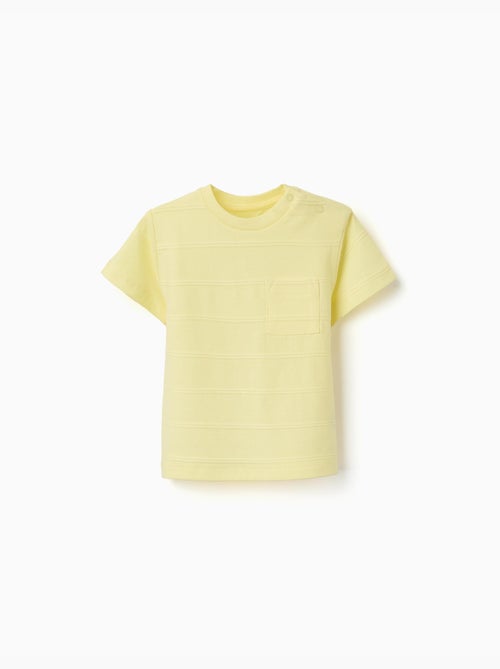 Camiseta de algodón con líneas en relieve y bolsillo - Kiabi