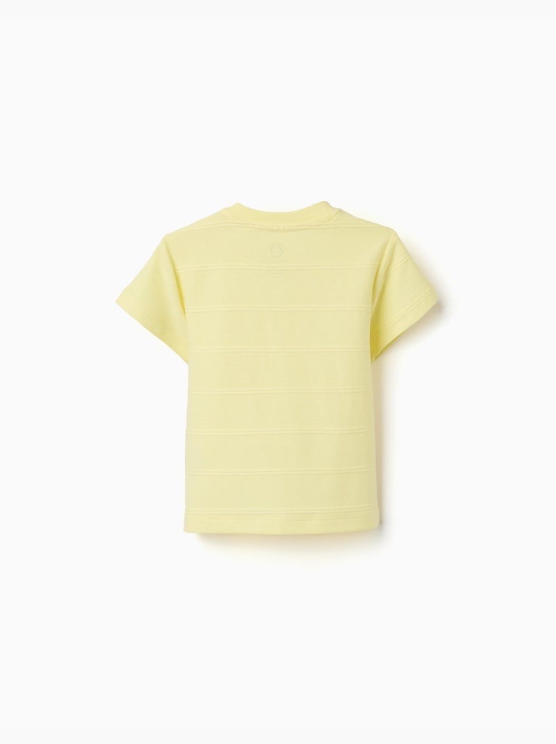 Camiseta de algodón con líneas en relieve y bolsillo Amarillo - Kiabi