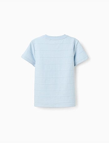 Camiseta de algodón con líneas en relieve y bolsillo