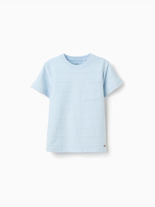 Camiseta de algodón con líneas en relieve y bolsillo - Kiabi