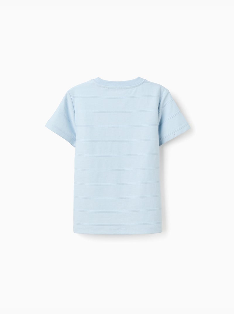 Camiseta de algodón con líneas en relieve y bolsillo Azul claro - Kiabi