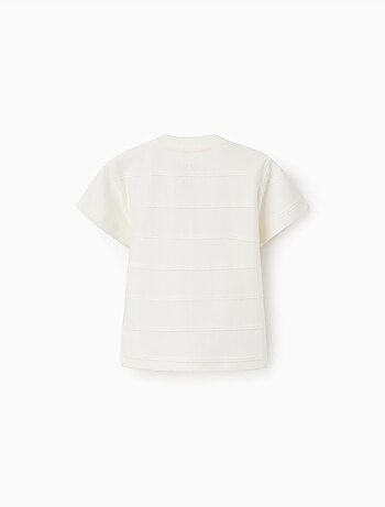 Camiseta de algodón con líneas en relieve y bolsillo