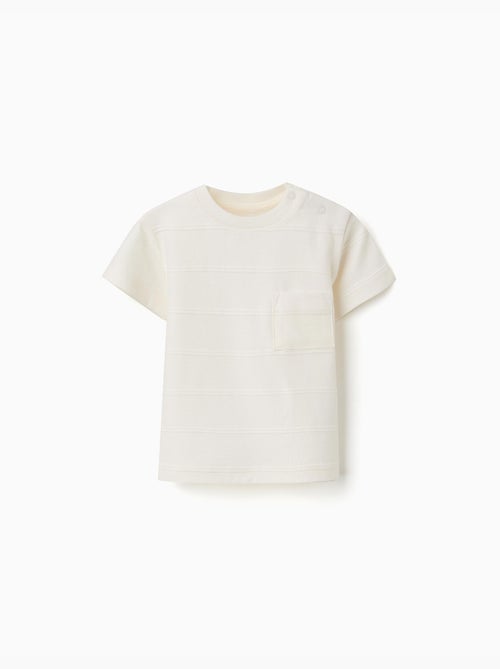 Camiseta de algodón con líneas en relieve y bolsillo - Kiabi