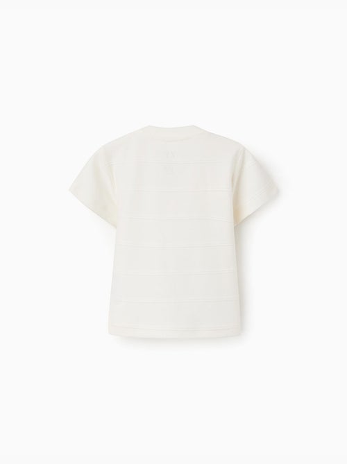 Camiseta de algodón con líneas en relieve y bolsillo - Kiabi