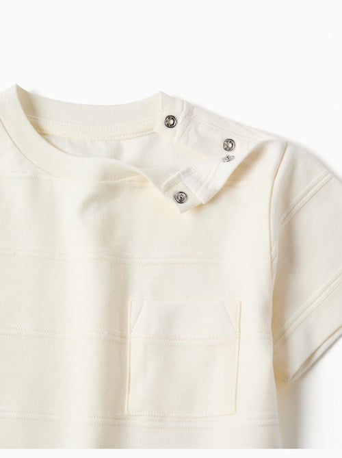 Camiseta de algodón con líneas en relieve y bolsillo - Kiabi
