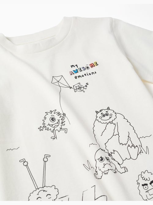 Camiseta de algodón con los Monstruos de las Emociones para colorear - Kiabi