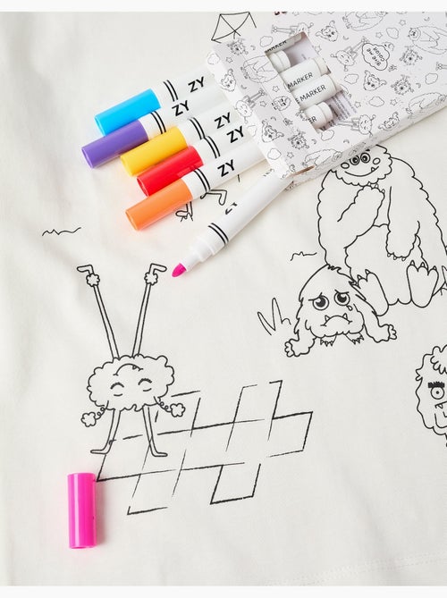 Camiseta de algodón con los Monstruos de las Emociones para colorear - Kiabi