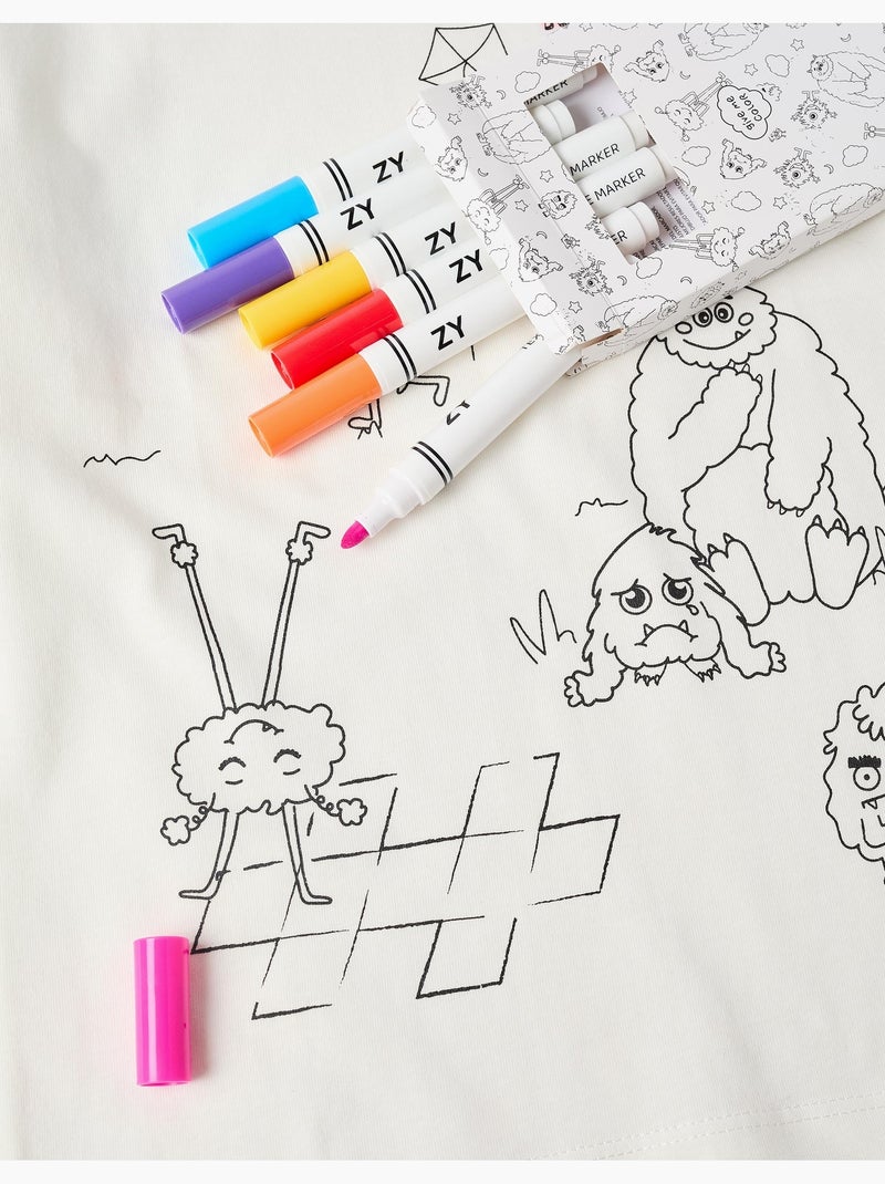 Camiseta de algodón con los Monstruos de las Emociones para colorear Blanco - Kiabi