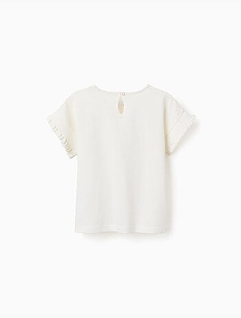 Camiseta de algodón con mangas con volantes