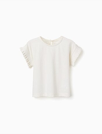 Camiseta de algodón con mangas con volantes